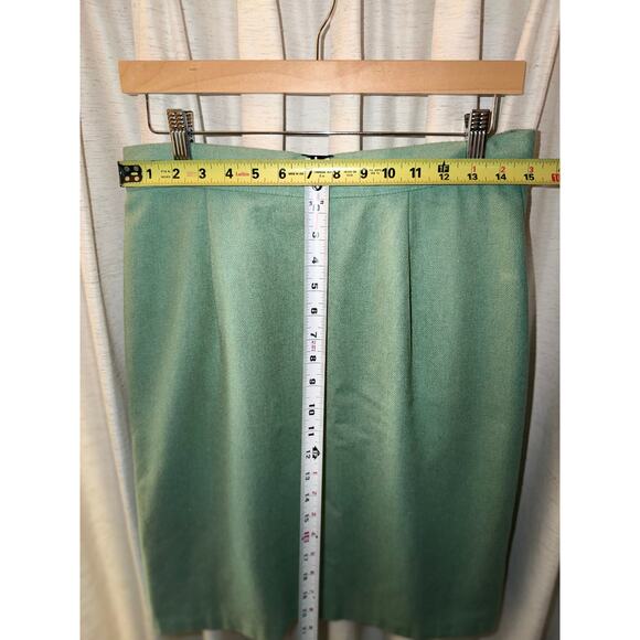 Vintage Wool Pencil Skirt Mint Green Robin’s Egg Blue Knee Length Lined Size M - Picture 7 of 9